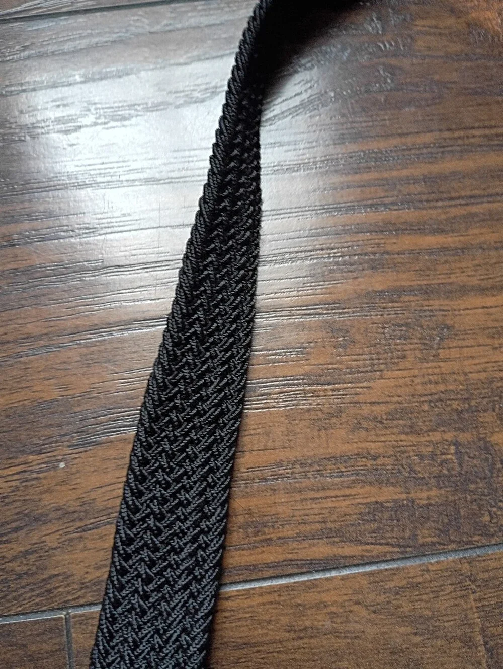 Classic Black Woven Men's Belt with Silver Buckle